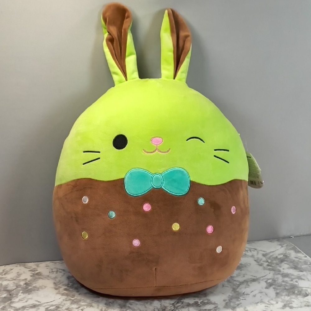 Squishmallows Buster Chocolate Dipped Green/Brown Bunny 16" , NWT